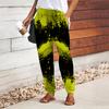 Women Multicolored Printing Pants Lace Up Elastic Waist Loose  Trousers Casual Long Pants Trousers with Pockets