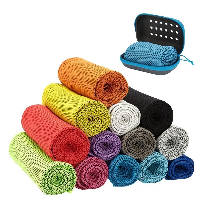 30*90 Quick Drying Cooling Towel Soft Breathable Chilly Sweat Absorption Cold Towel with Storage Box Sports Running Yoga Gym Club