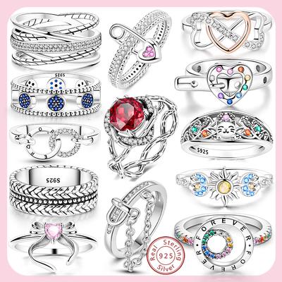 Ringe Original 925er Silberringe Einfacher Zirkonia Herzring Für Hochzeit Valentinstag Damenring Schmuck Geschenk
