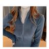 Women's Autumn and Winter Padded Warm Zipper Long Sleeve Slim Medium Neck Top