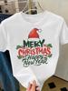 (Asian Size) style truck trend Merry Christmas Short Sleeve T-shirts Women's Top O-neck T Shirt Print Fashion Casual New Year Clothing Graphic Tee