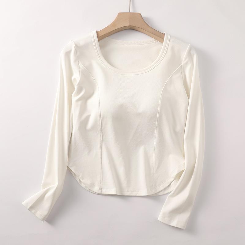 

Женская футболка с длинным рукавом и изогнутым низом с нагрудными вкладышами - облегающий базовый слой для осени/зимы L/XL