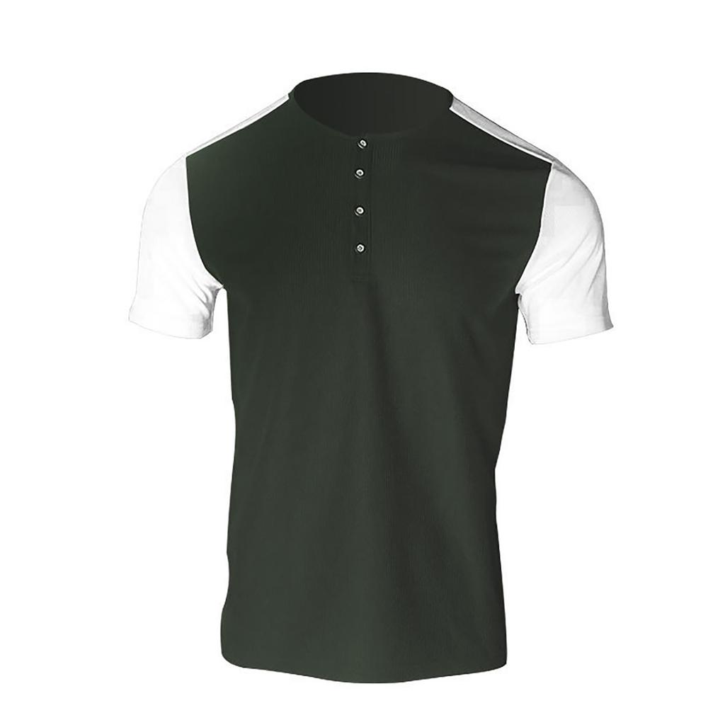 Tricou de vară vintage pentru bărbați Streetwear 3 nasturi Open Fly Îmbrăcăminte lejeră Tricou cu mânecă scurtă cu imprimeu