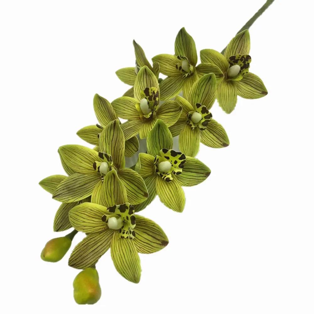 One Artificial Cymbidium Hookerianum 10 Heads Simulated Vanda Cymbidium Tropical Phalaenopsis Tiger Orchid Plant