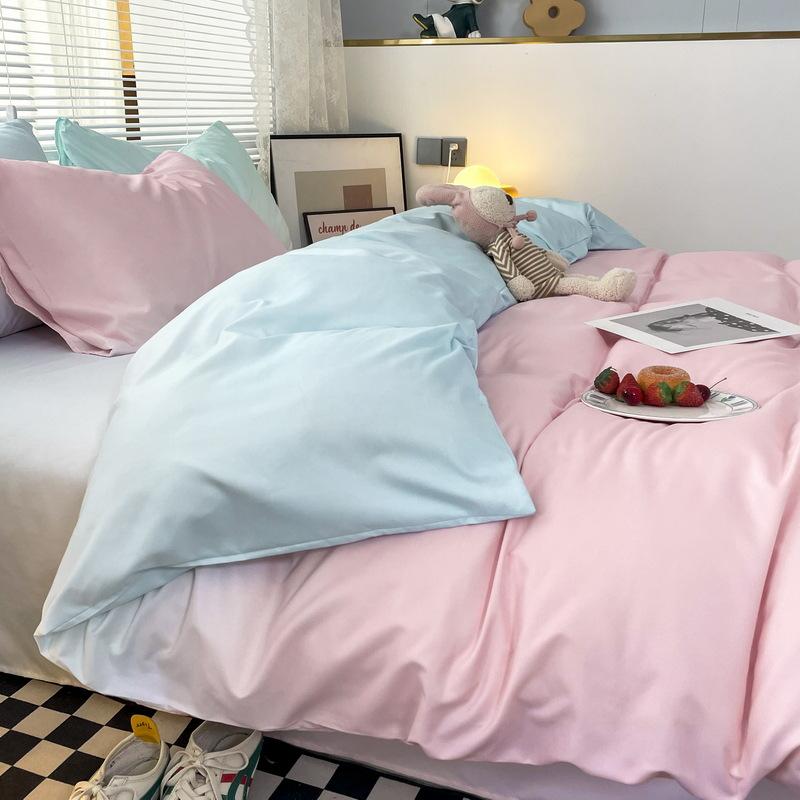 Latest Style Bedding Set Four-piece Gradient Color Bedding Sheet Pillowcase Duvet Cover Set Full Queen King Size