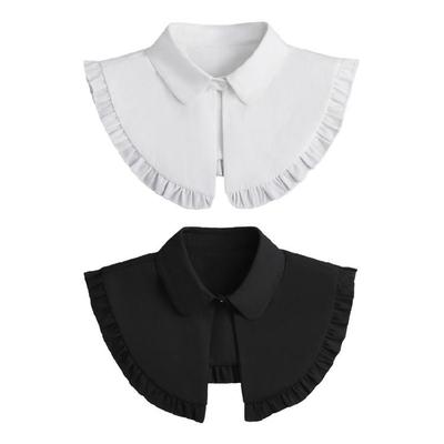 Women's Detachable False Collar with Ruffled Trim Lapel Collared Half Shirt Decorative Collar Shawl Capelet for Dresses