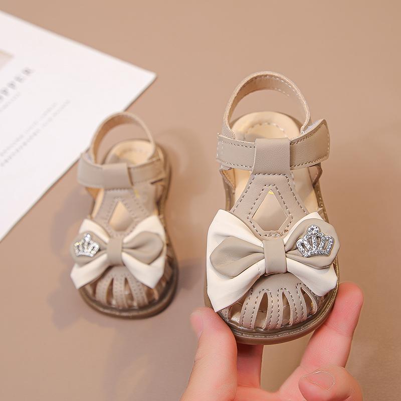 

Toddler Girls Sandals Princess Versatile for Kids Beach Shoes Big Bows T-strap 2025 Summer New Baby Walking Shoes Size 15-25 15 хакі
