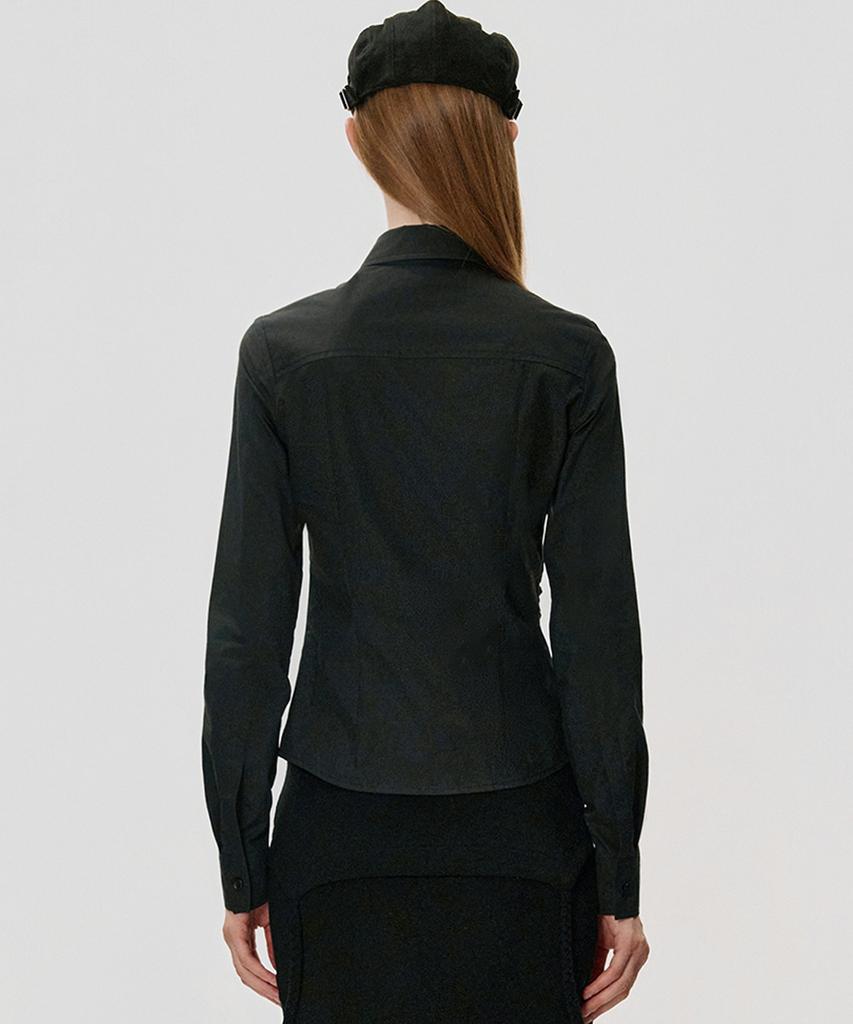 KIMZISU Unbalanced Drape Shirt_Black
