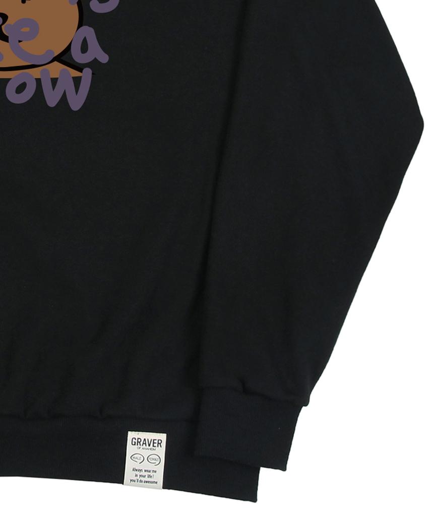 GRAVER [Unisex] Big Drawing Letter Bear Sweatshirt_Black/Purple Logo