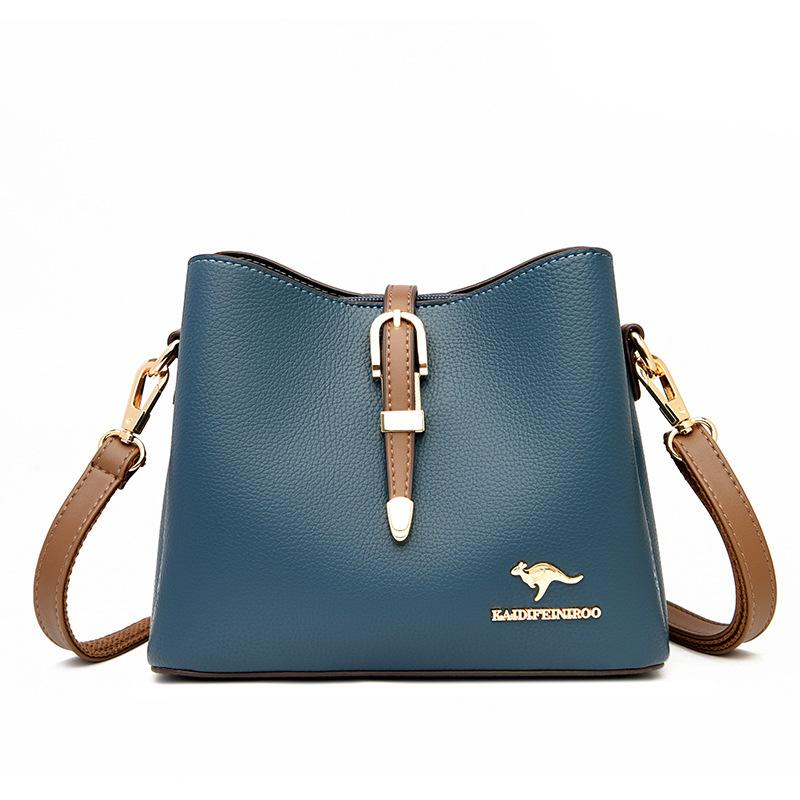 

Сумка через плечо, многослойная, стильная женская сумка-ведро синий