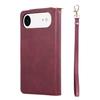 For iPhone 17 Air Case Zipper Pocket 9 Card Slots PU Leather Phone Cover with Hand Strap