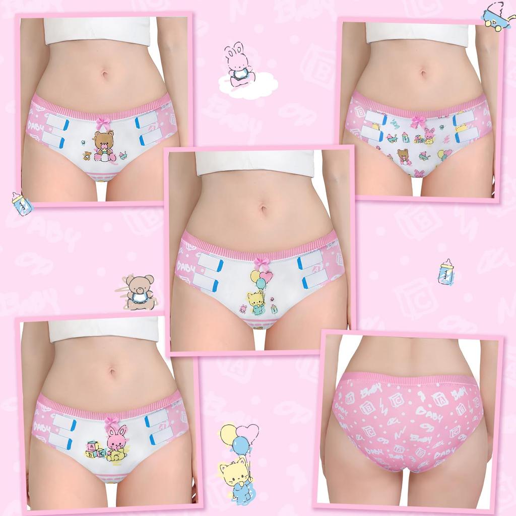 LittleForBig Cotton Panties Bowknot Set of Size XL Women's [Baby Cuties] Underwear, 4,