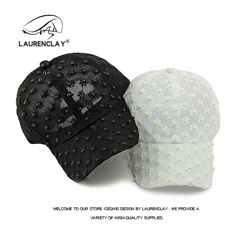 

Summer hat women s outdoor sun protection visor pearl flower baseball cap hard top cap net hat tide Adjustable чорний
