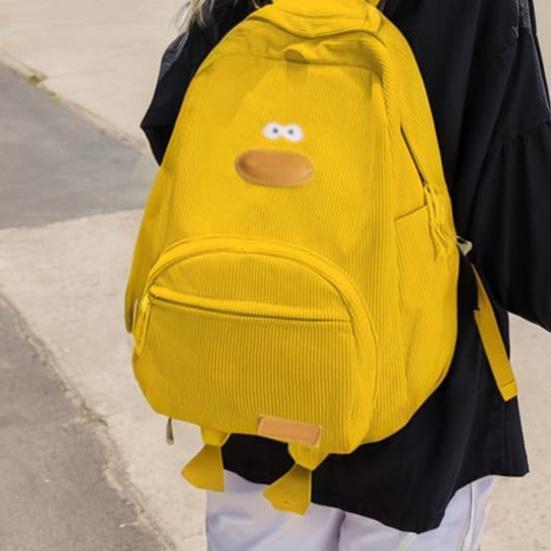 Kordurový Batoh Tvaru Kachny Prostorný Interiér Na Peněženky Mobilní Telefony Taška Na Notebook Víceúčelová Cestovní Taška