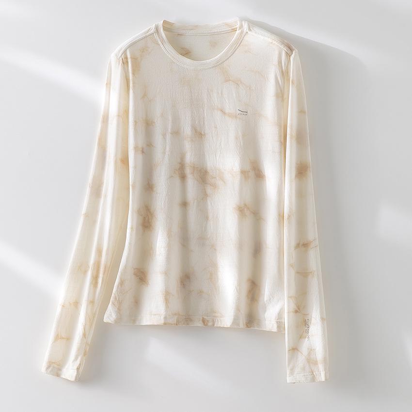 Women s Long Sleeve Tie-Dye Merino Wool T-Shirt: Machine Washable, Round Neck, Loose Fit, Comfortable & Breathable - Spring Arrival L