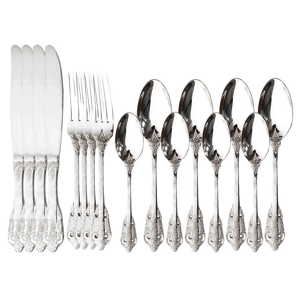 JANKNG 304 Stainless Steel Flatware Set Rainbow Dinnerware Set Gold Knife Fork Spoon Dinner Set Luxury Cutlery Silverware Set