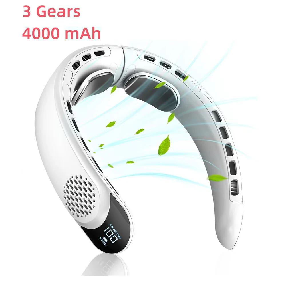 2024 New Quad-Core USB Neck Fan Turbine Vaneless Design Easy Simple Control and Carry for Outdoor Portable Portable Summer Gift