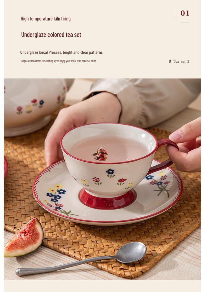 Shunxiang Vintage Teaware Set: Retro Cups & Saucers, Teapot, Perfect for Afternoon Tea & Coffee, In a Gift Box