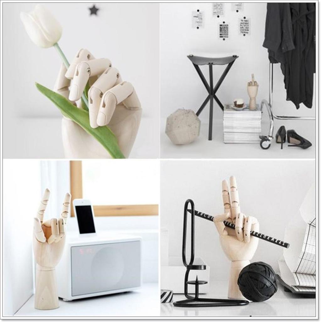 Wooden Drawing Hand Model Mannequin with Reference Drawing Cutouts (Children's Hands)