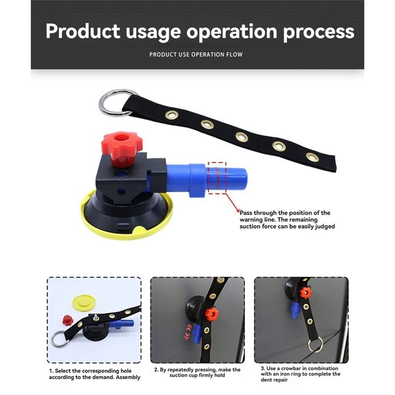 Quick Fix Car Dent Puller Set With Adjustable Straps Rubber Suction Cup For Auto Body Dent Repair Tool Care