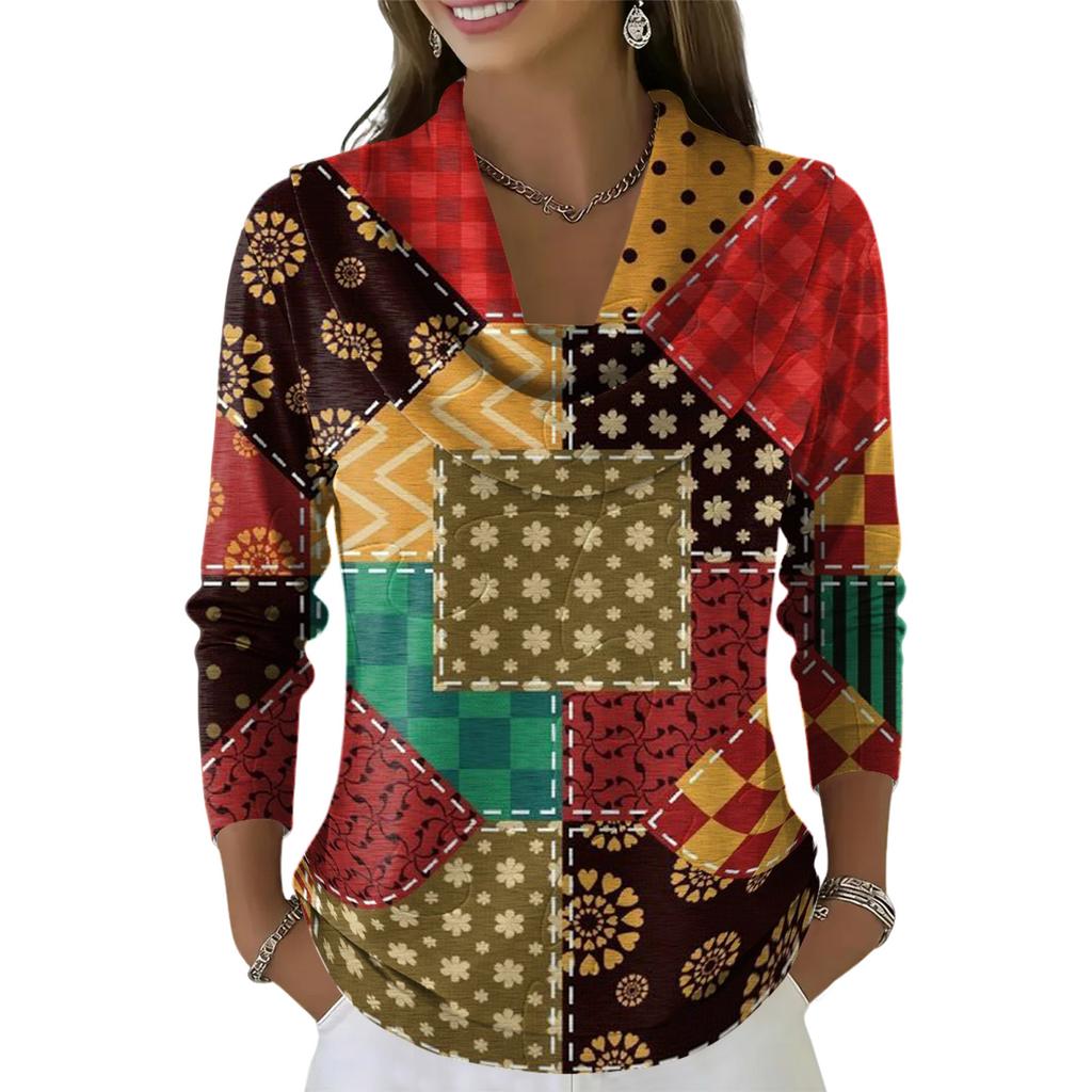 Dámský ležérní a módní svetr s dlouhým rukávem a potiskem, kulatým výstřihem