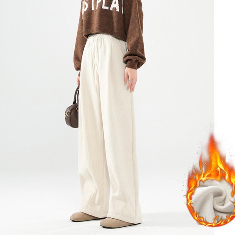 

Yellow Corduroy Wide-leg Pants for Women In Autumn and Winter New Style Plus Velvet Small Loose and Lazy Yamamoto Straight Pants S