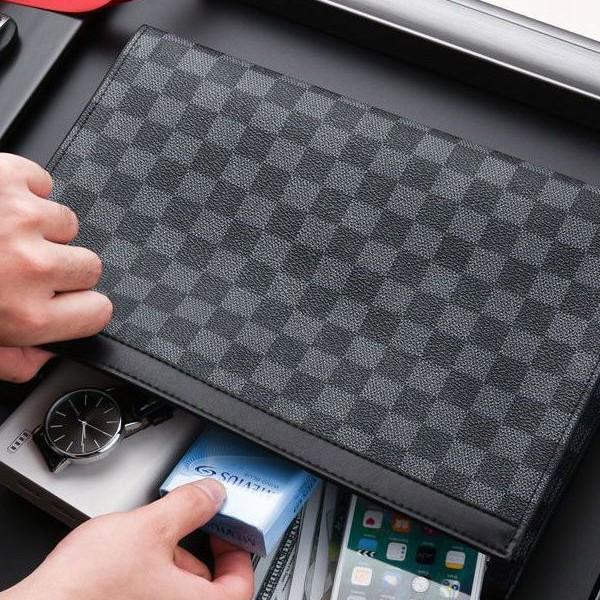2025 Clutch de Negocios y Neceser para Hombre con Estampado de Cuadros