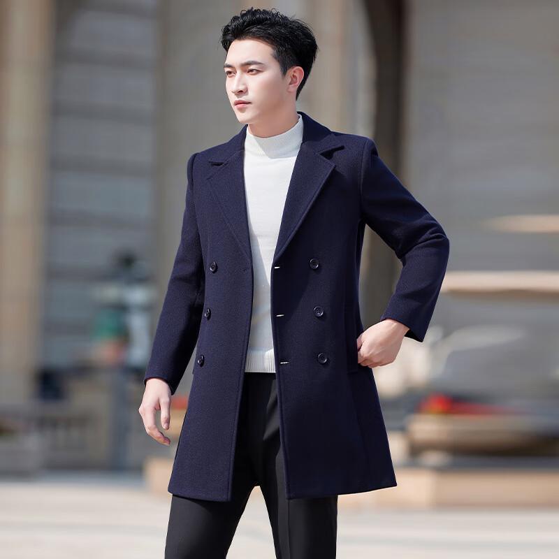 Troloman Men's Mid-Length Wool Blend Professional Overcoat