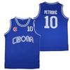 Maglia da Basket CIBONA #10 Petrovic Alta Qualità Blu Abbigliamento Sportivo da Esterno con Ricamo Ventilazione per Appassionati di Sport