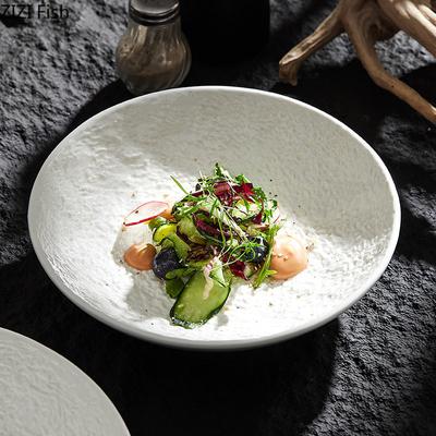 White Soup Plate Hotel Restaurant Main Dish Service Tray Creative Home Kitchen Ceramic Tableware Dinner Dessert Steak Plate