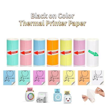 Mini Thermal Sticker Paper for Phomemo M02/T02 Mini Printer,57x25mm,Color Sticker Paper for Photo Journal Notes Memo