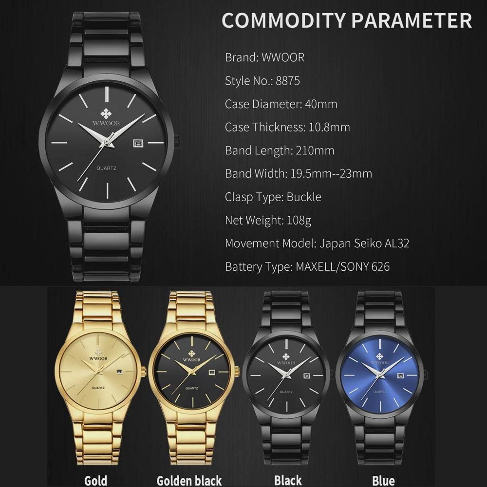 Top Brand Luxury Fashion Men's Watches Full Black Steel Belt Watches For Men Quartz Wristwatch Waterproof Clock