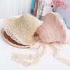 Sommer Baby Sonnenhut Spitze Stroh Kinder Bucket Hats für Mädchen Accessoires Strand Reise Kinder Kappe Prinzessin Baby Mädchen Hut 2-5J