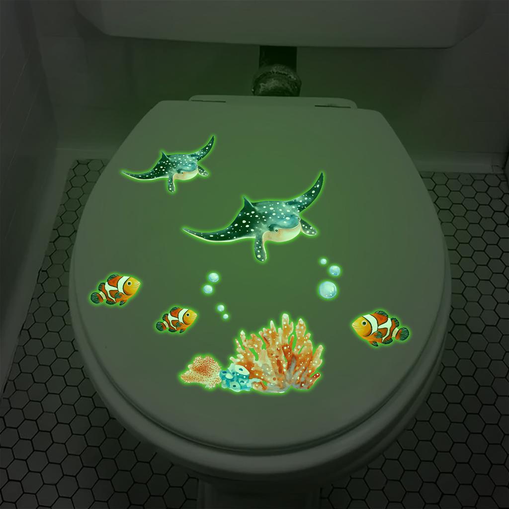 Kreslené samolepky na zeď svítící ve tmě, domácí dekorace, světelné fluorescenční nálepky s mořskými živočichy pro dekorace dětského pokoje