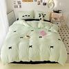 Girls Pink Bedding Set with Bow Korean Breathable Duvet Cover No Filler Flat Sheet Pillowcases Mix Color Comforter Cover Set