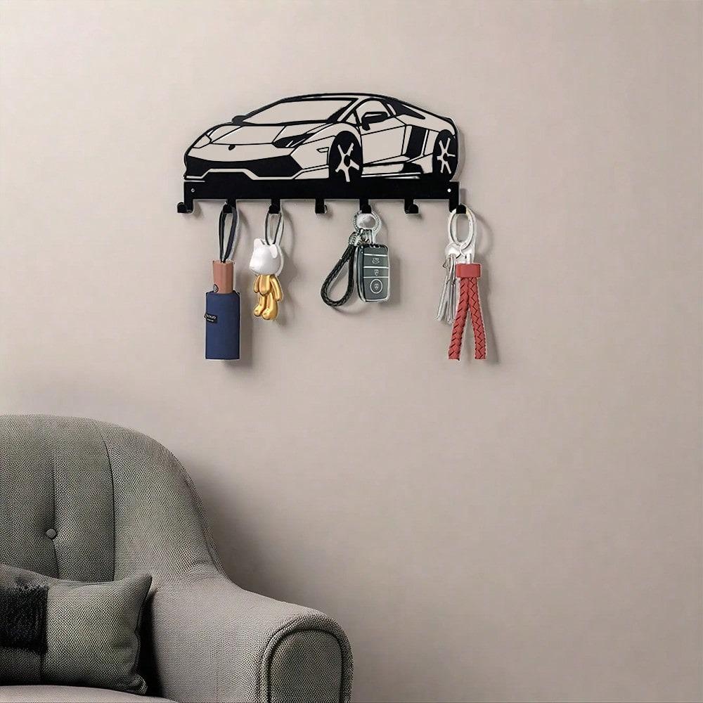 Modern Black Metal Key Holder Wall Mount Entryway Organizer Car Keys Mail Rack Hallway Front Door Foyer Home Decor Durable Sleek Wall Hooks