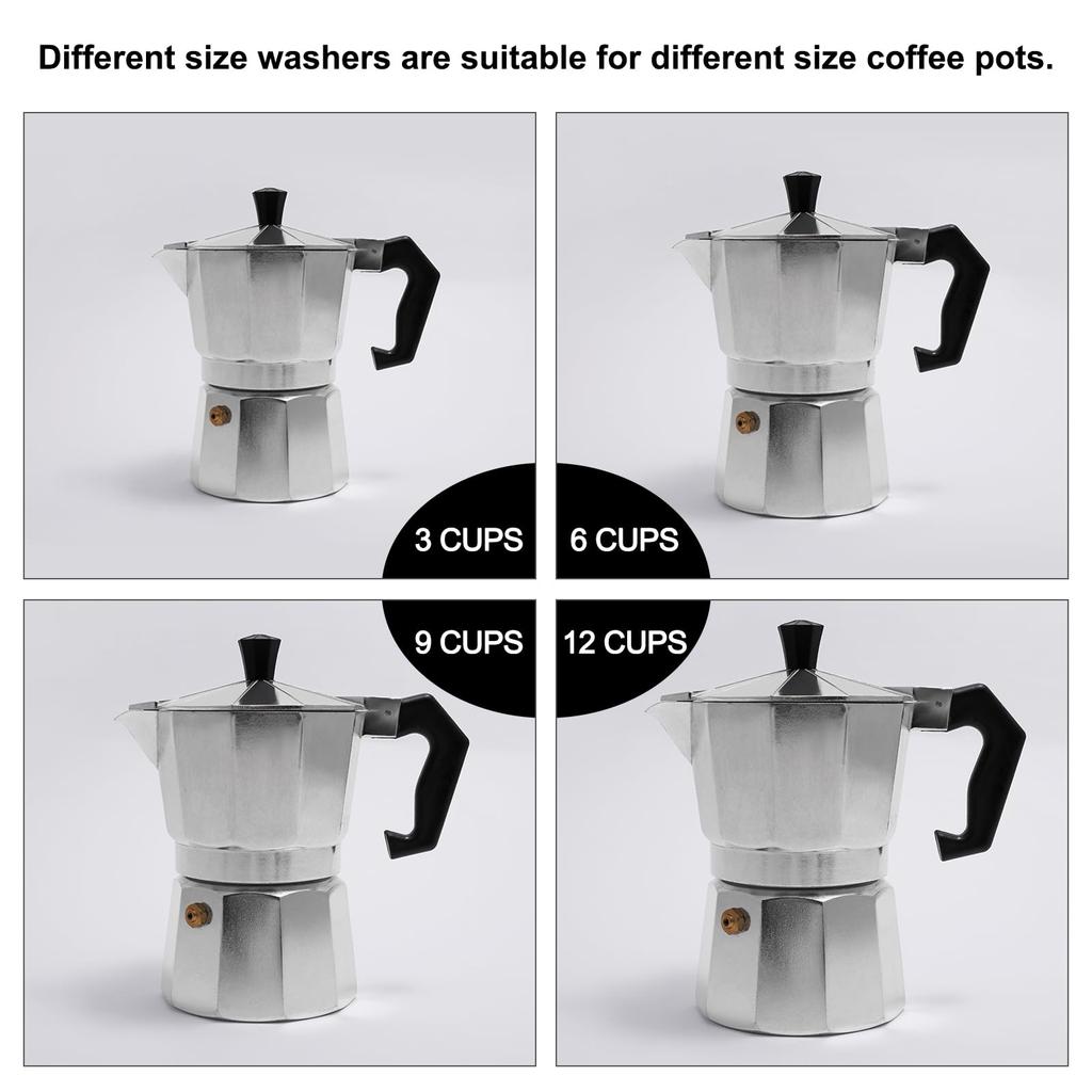 Uxcell Silicone Gasket for 2-Cup Moka Coffee Pot, 42x55mm (1 Piece) and Stainless Steel Filter Screens, 48x42mm (3 Pieces)