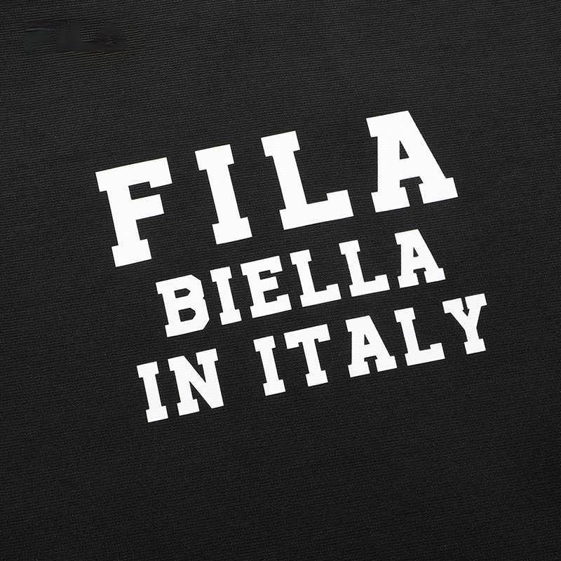 FILA Mihara Yasuhiro Collaboration Letter Pattern Faux Two-Piece Loose Casual Round Neck Long Sleeve T-Shirt Men Tops Black F11M213212F-BK