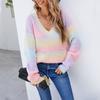Women's Knitted  Sexy Long Sleeve V-Neck Oversize Sweater