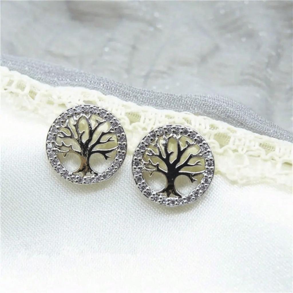 1 Pair of Life Tree Fashionable, Simple and Elegant Fashion Earrings, Lightweight and Luxurious Synthetic Zircon, Suitable for Daily Wear