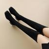 Botas de tacón alto para mujer, otoño e invierno, nuevas botas hasta la rodilla elásticas de gran tamaño y tacón grueso