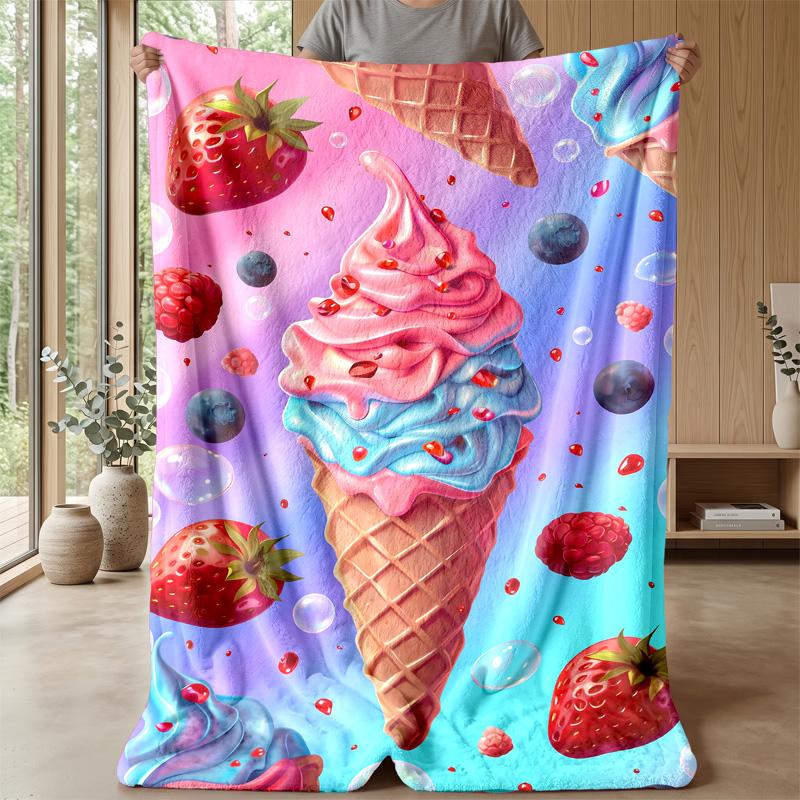 Strawberry Pattern Design Theme blanket Lightweight Warm Flannel Blanket Decorative Throw Blanket for Home Decoration