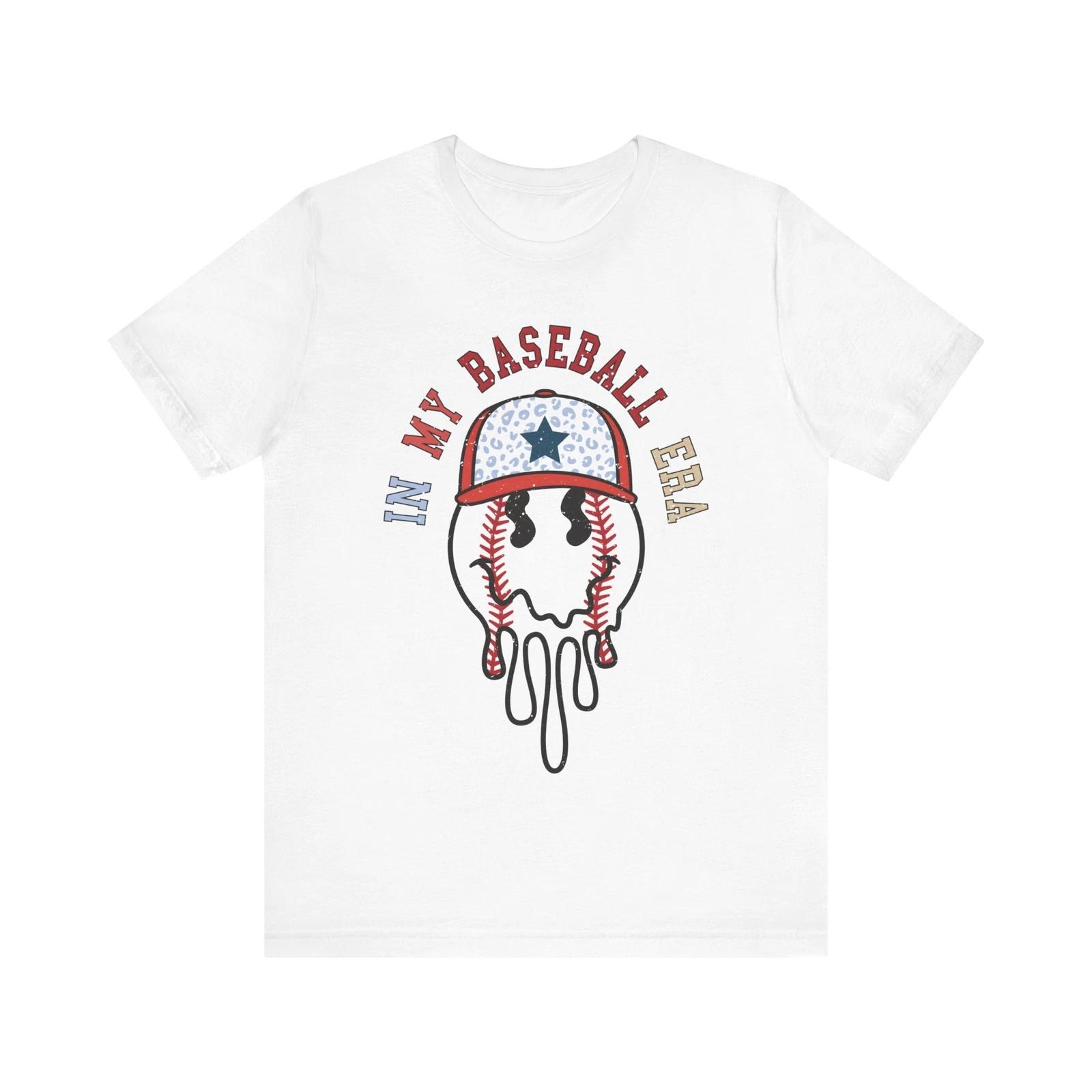 Baseball Melting Happy Face Design with Leopard Hat T-Shirt 2XL