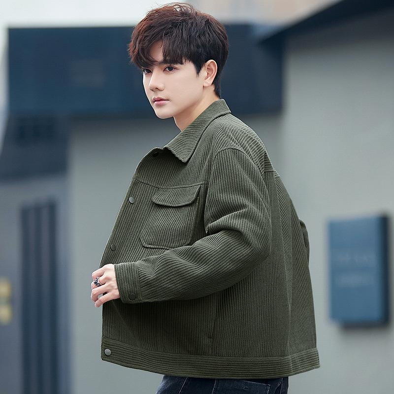 Men's Coat Spring and Autumn Trend Casual High Sense Ruffian Handsome Loose Men's Lapel Top Jacket