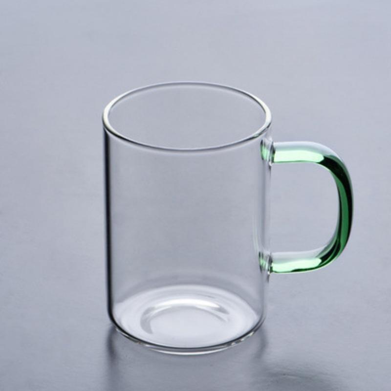 High Borosilicate Glass Milk Tea Drinking Cup for Household Use Handles Men and Women's Office Tea Cup Colorful Handle Single Layer Cup
