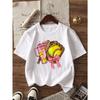 European Sizes Girls' T-Shirt Featuring a Print Design of a Bow And Baseball Cup, Perfect for Summer Casual Wear.