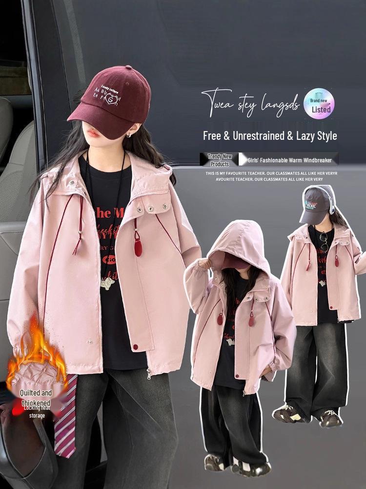 Modny dziewczęcy wiatrówka 2025 - Stylowa odzież wierzchnia jesienno-zimowa dla uczennic gimnazjum