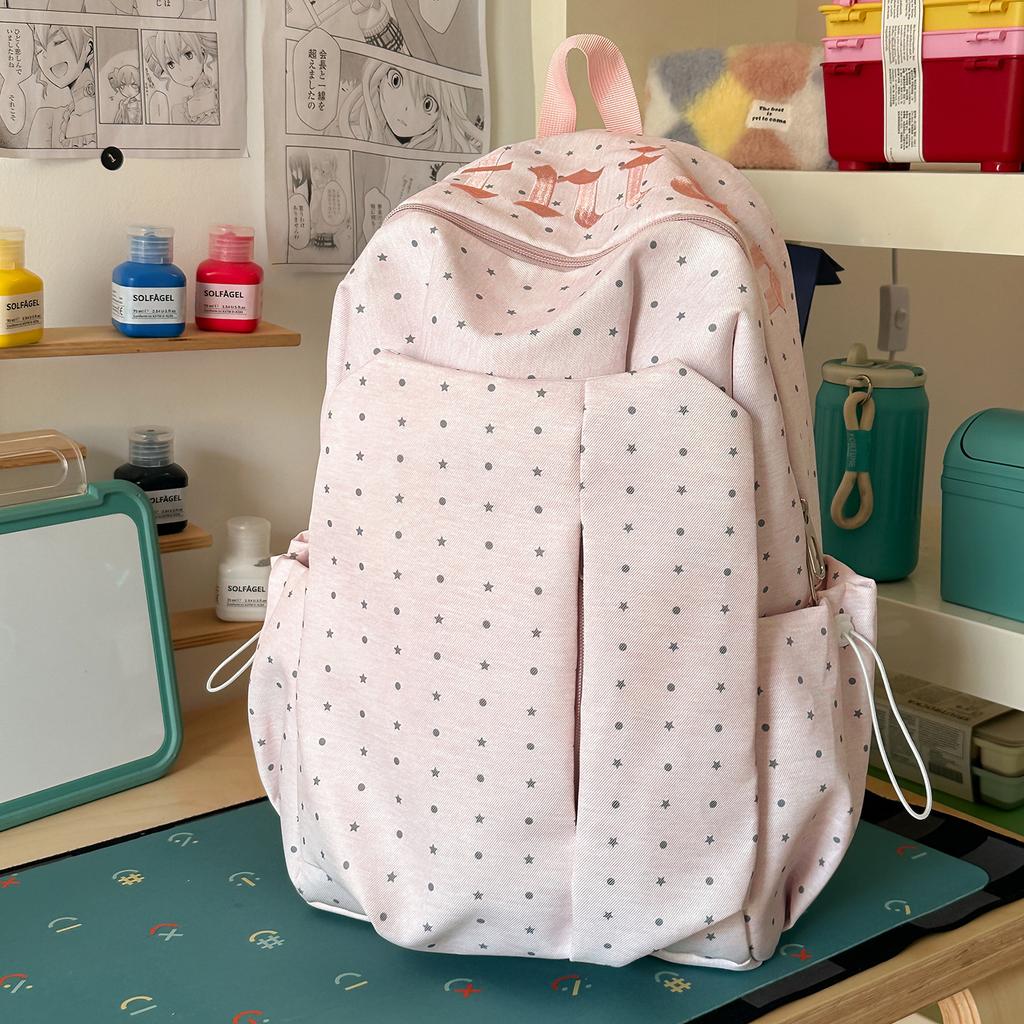 Schoolbag Polka Dot Japanese Ins Versatile Travel Backpack Small Female Student Lightweight High Value Research Backpack Small School Bag