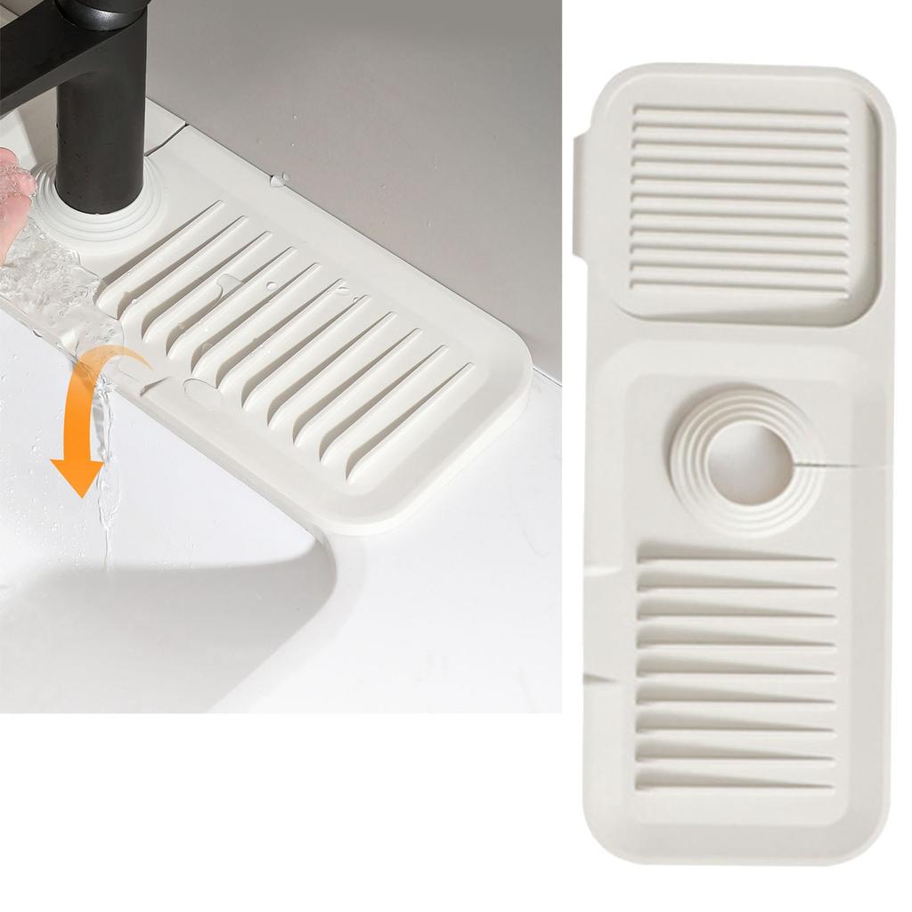 Silicone Sink Faucet Mat Foldable Thicken Soft Silicone Faucet Water Catcher Mat Sink Draining Pad for Kitchens