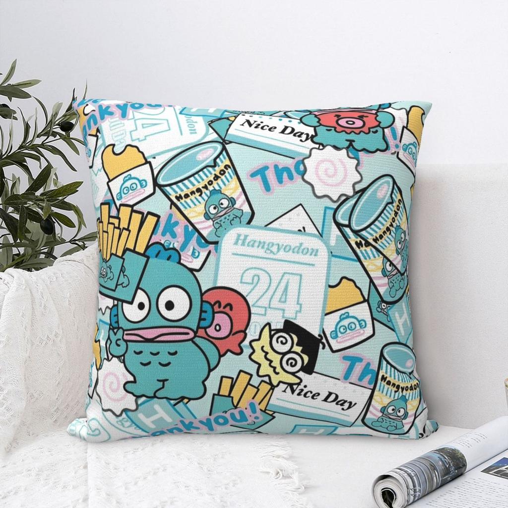 Hangyodon Cartoon Pillowcase Printed Polyester Cushion Cover Decorative Throw Pillow Case Cover Home Square 18''